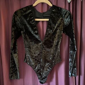 Elegant Black Velvet Bodysuit